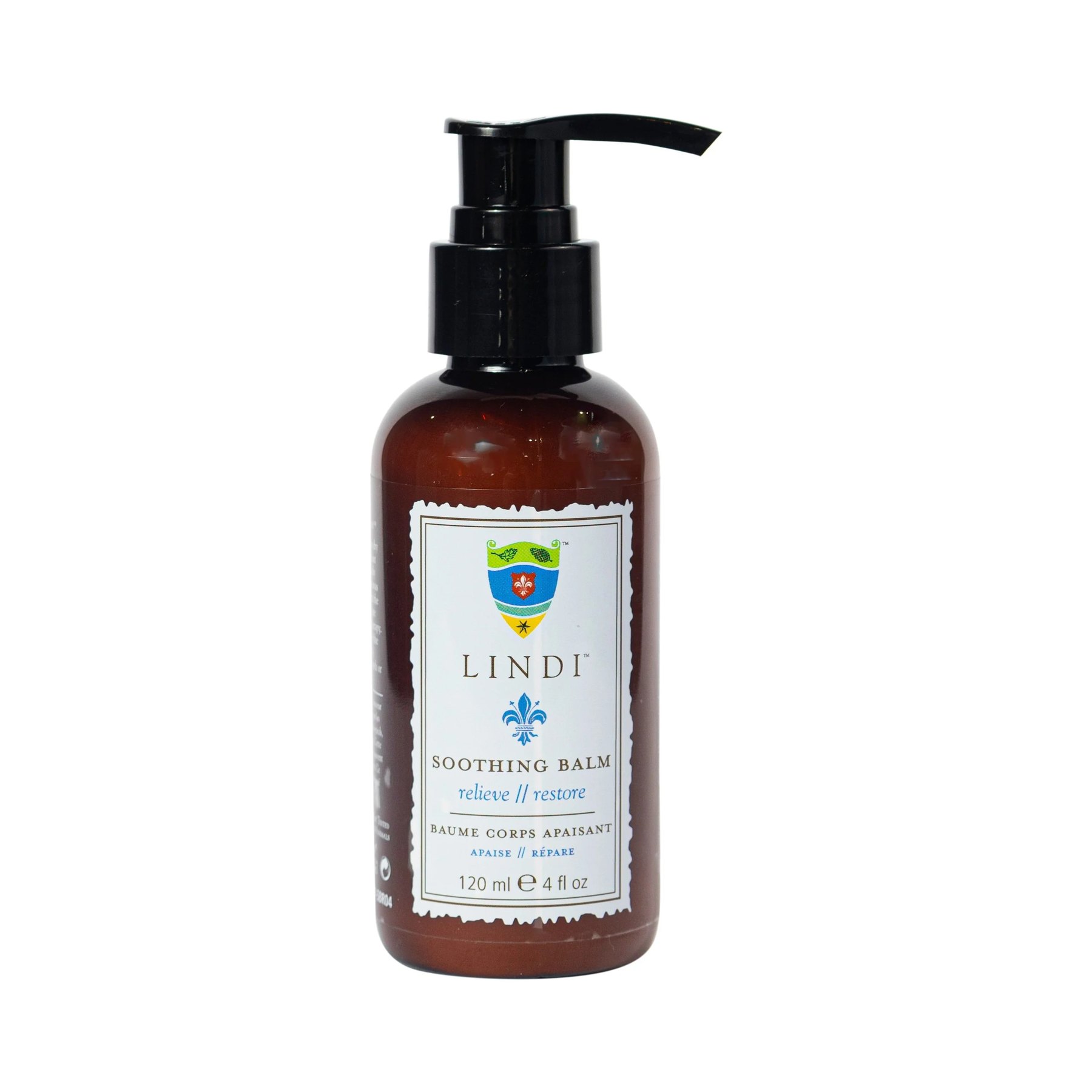 Front view of Soothing Balm bottle with pump dispenser.